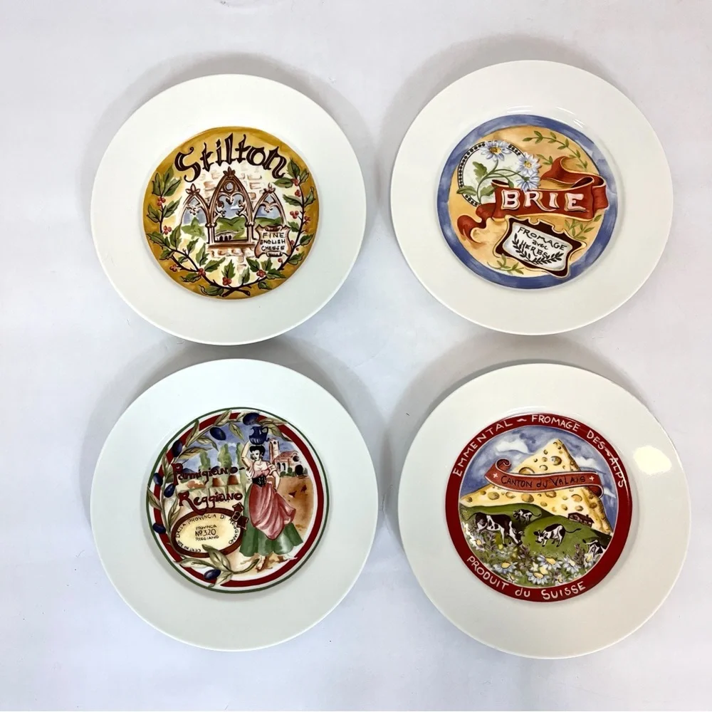 Restoration Hardware Plates French Cheese Appetizer Dishes 7.5” Set Of 4